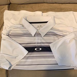 Oakley polo, white with black and gray stripes, size XL